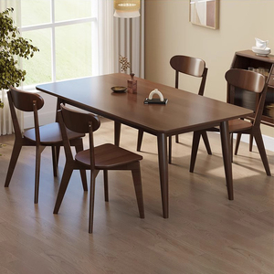 In legno massello eco-friendly 6 posti tavolo da pranzo Set di Design moderno forma rettangolare colore <span class=keywords><strong>noce</strong></span> per Hotel e mobili per la casa - Product Image 1