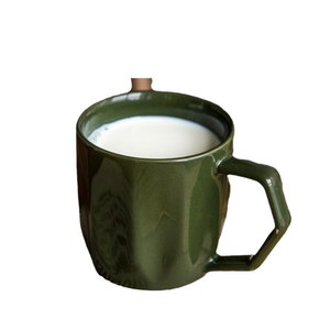 Vente en gros de tasse en céramique diamantée au design rétro simple tasse à café vert foncé - Product Image 6
