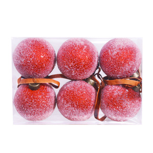 Nouvelles Boules de Noël Rouges Givrées Effet Grain de Bois 6cm 8cm, Ornements à Suspendre pour Sapin de Noël, Fournitures de Fêtes - Product Image 5