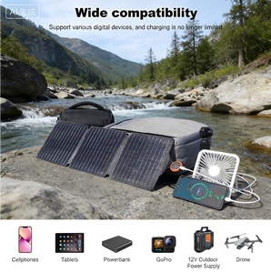 Panneau solaire compact pliable 21W 22% Alecter, étanche IP67, 13 cellules, noir, pour téléphones, charge efficace n'importe où - Product Image 6