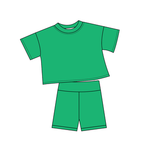 Tenues de sport d'été 2 pièces en coton de couleur unie personnalisées pour bébés filles, vente en gros, vêtements pour sœurs, nouvelle mode, vêtements de boutique pour enfants - Product Image 3