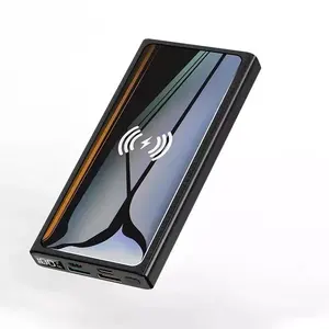 40W süper hızlı şarj PowerBank 20000mAh kablosuz dijital ekran dahili kablolar güç banka flaş ışığı ile Xiaomi iphone için