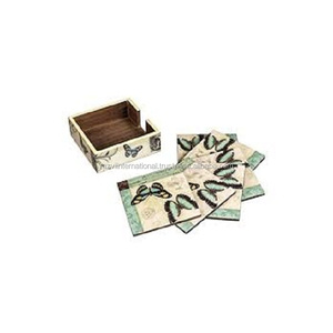 Dessous de verre en résine de forme ronde de conception indienne faite à la main - Product Image 3