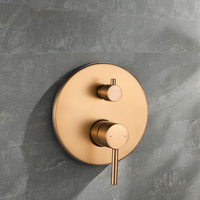 Mitigeur de douche encastré 2 fonctions en laiton poli or rose avec poignée en alliage de zinc, design moderne pour salle de bain d'appartement