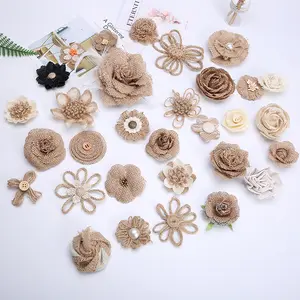 Fiori di tela naturale fatti a mano fiore di rosa rustico per mazzi di artigianato fai da te decorazione della festa di natale di nozze