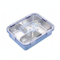 Boîte à lunch en acier inoxydable à 3 compartiments, boîte bento portable pour enfants, bureau, école, conteneur de stockage alimentaire