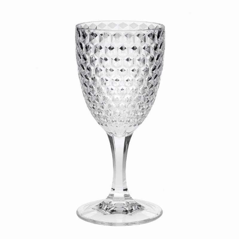 # 12oz Diamond Cut Plastic Wine Glasses Set of 4 – Reusable White Wine Goblets for Parties & Outdoor Dining - View 2
