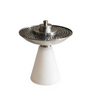 Mabkhara Moderne Blanche pour Bakhoor, Encensoir Arabe Oud Indien, en Métal Argenté et Résine Artistique, Empire Exports AEE-9236, Fait Main - Product Image 2