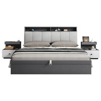 Lit Queen Size au design moderne, mobilier de chambre à coucher, lit pour hôtel et appartement avec tiroirs de rangement, lit King Size