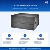 Système audio HKNC HK-GS2D28 avec deux subwoofers de 18 pouces, 1500 W, 4 ohms, 6000 W de puissance de pointe, pour auditorium, église, petite performance live, sonorisation