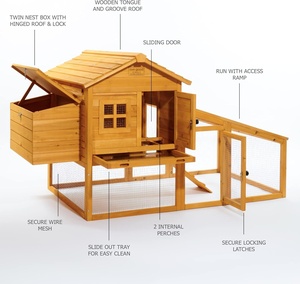 Poulailler en bois de sapin verrouillable pour poules de grande taille, enclos extérieur pour volailles - Product Image 3