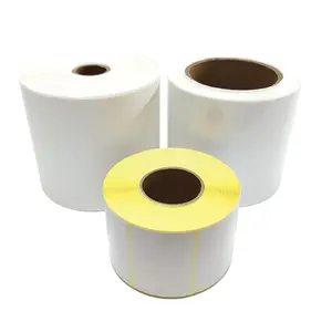 Factory custom size small roll transfer labels self adhesive thermal paper roll self-adhesive label