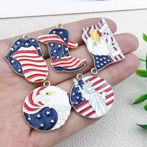 Alliage d'huile tombant Jour de l'Indépendance US DIY Bracelet Collier Porte-clés Pendentif Cross Border Bijoux Accessoires - Product Image 2