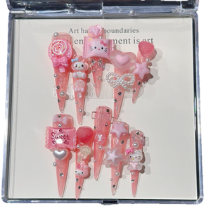 <span class=keywords><strong>Ongles</strong></span> pressés <span class=keywords><strong>extra</strong></span> longs en forme de stiletto carré, design personnalisé, <span class=keywords><strong>ongles</strong></span> en acrylique complets faits à la main, style dessin animé, fille épicée, <span class=keywords><strong>colle</strong></span> <span class=keywords><strong>pour</strong></span> <span class=keywords><strong>ongles</strong></span> - Product Image 2