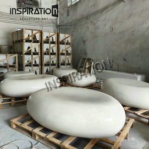 ม้านั่งทรงกลมโค้งหินคอนกรีต GRC กันน้ำสลักกรด - Product Image 2