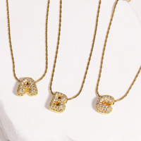 Collar con Letra Inicial A-Z Chapado en Oro de 18K con Circonitas, Colgante de Letra Burbuja, Cadena de Cuerda Trenzada, Amuleto Alfabético para Mujer