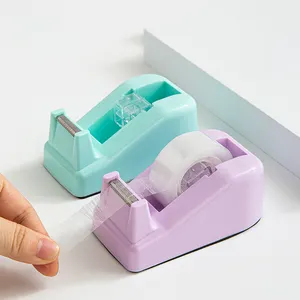 Nieuwe Aankomst Kleine Mini Macaron Kleuren Plastic Transparante Plakband Dispenser Houder