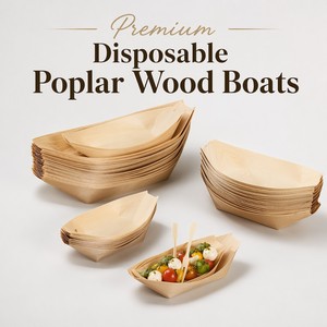 Bandejas Desechables de Madera de Pino Ecológicas para <span class=keywords><strong>Sushi</strong></span>, Tapas, Aperitivos y Comida para Llevar, Biodegradables, para Catering - Product Image 1