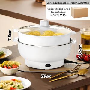 Casserole électrique épaissie et agrandie, panier vapeur multifonctionnel, couvercle en verre trempé, utilisation domestique en extérieur, revêtement antiadhésif, 4L - Product Image 3