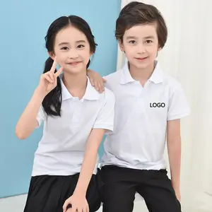 Ustom-polo para niños y niñas, camisa de tela con logotipo bordado impreso, uniforme para niños