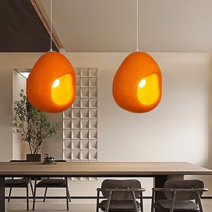 Nordic Vintage Dining Room Pendant Light in Orange Wabi-Sabi Style Retro Bedroom/<b>Study</b> <b>Lamp</b> with AC Power Middle Sizes - Product Image 3