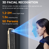 Cerradura Inteligente para Puerta de Aluminio con Reconocimiento Facial WIFI, Cámara, Almacenamiento en la Nube con la Aplicación Tuya, Duradera para Puertas de Madera, Diferentes Colores