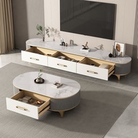 Ensemble de meubles de salon, table basse, meuble TV, combinaison bois, luxe léger, moderne, italien, minimaliste, simple, européen, américain