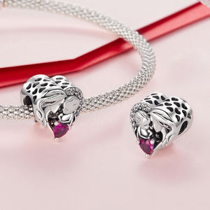 925スターリングシルバーハートチャーム母と娘息子永遠の約束家族ビーズフィット女性ブレスレットジュエリー母の日ギフト - Product Image 5