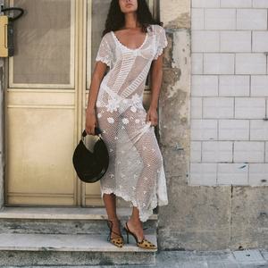 Nouvelle Arrivée 2025 – Robe Longue en Crochet pour Femme, Maille Creuse, Dentelle, Tenue de Plage et de Vacances d'Été - Product Image 1