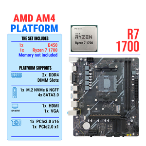 PANDL NUEVO Combo de Placa Base B450 AM4 con <span class=keywords><strong>AMD</strong></span> <span class=keywords><strong>Ryzen</strong></span> 7 <span class=keywords><strong>1700</strong></span> con XMP, 2X DDR4 DIMM, M.2 NVME GEN3X4, SATA3.0, USB3.0 - Product Image 1