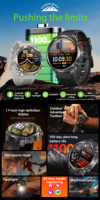 Montre connectée GPS de sport en plein air Ht45, suivi du sommeil, lampe torche LED, altimètre, baromètre, boussole, télécommande, gel de silice magnétique