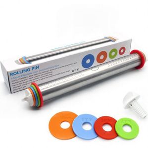 Small Moq French <b>Pins</b> Baking Adjustable <b>Rolling</b> <b>Pin</b> With Thickness Rings Dough Roller for Cookie Pastry Pizza - Product Image 2
