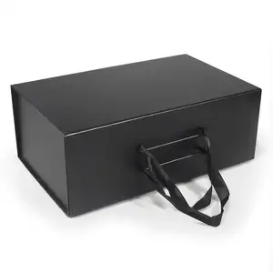 Benutzer definierter Druck Luxus starre Faltung Schwarzes Papier Verpackung Magnet verschluss Deckel Karton Faltbare magnetische Geschenk box mit Logo