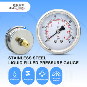 방수 황동 커넥터 이중 스케일 <span class=keywords><strong>600</strong></span>바 <span class=keywords><strong>Psi</strong></span> 압력 게이지 63mm 축형 스테인리스 글리세린 충전 압력 게이지 - Product Image 4