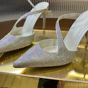Sandalias Blancas de Mujer con Hebilla, Punta Puntiaguda, Tacón de Aguja, Elegantes y Sensuales, Zapatos de Fiesta para Verano, Talla Grande, Auténticas - Product Image 1