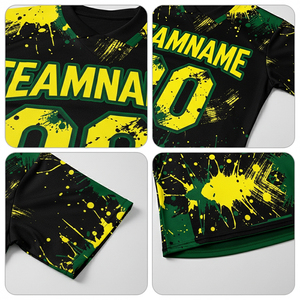 T-shirt a Maniche Corte con Stampa Digitale Stile Tifoso di Calcio Brasiliano, Nome Personalizzabile, Asciugatura Rapida, Scollo a V, in Spandex/Poliestere - Product Image 2