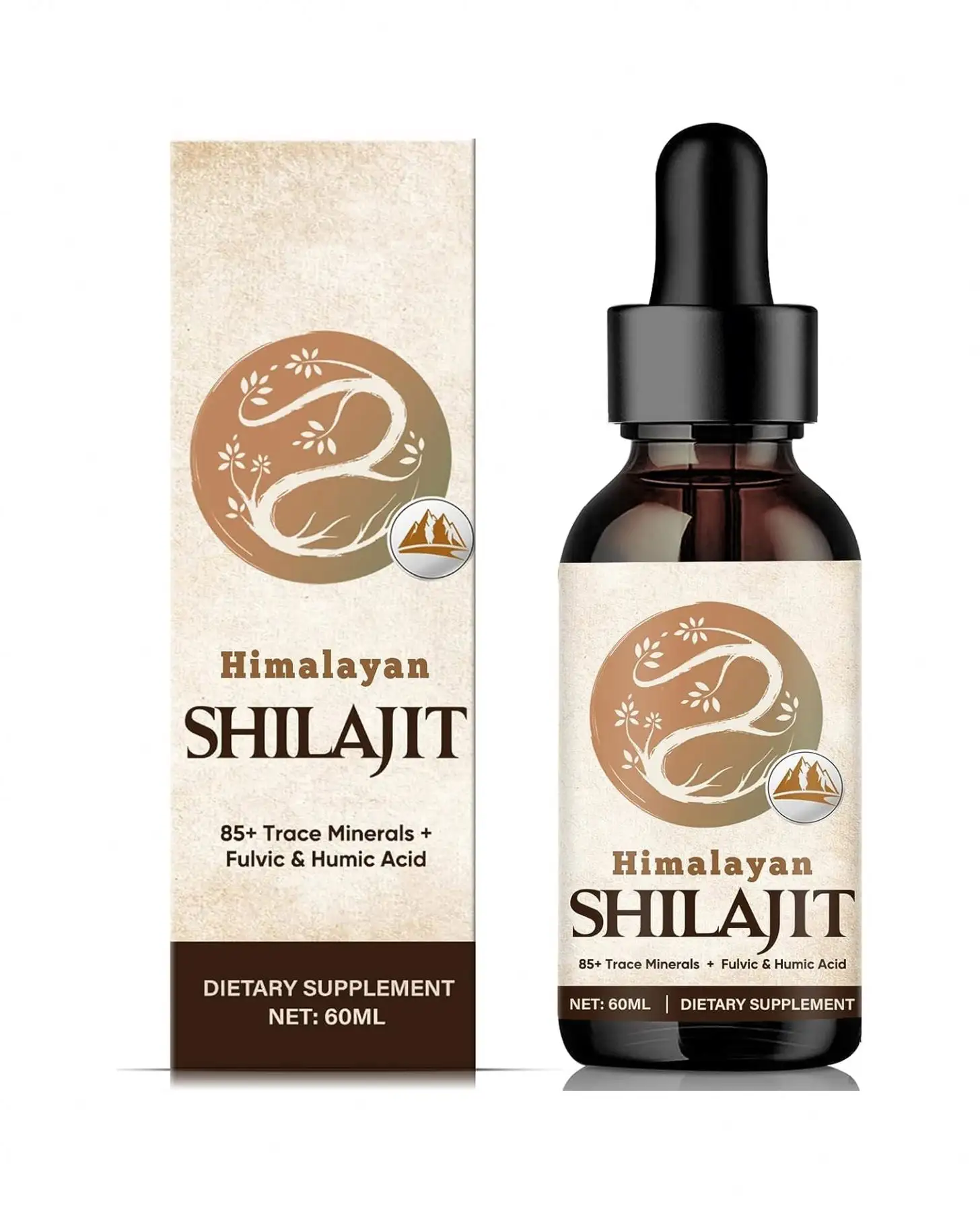 Potency doğal organik Shilajit reçine ile 85 + iz mineraller ve fulvik asit organik Shilajit reçine sıvı damla yağ
