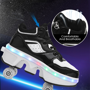 Chaussures à roulettes rétractables à <span class=keywords><strong>4</strong></span> <span class=keywords><strong>roues</strong></span> ZHOYA avec éclairage LED pour enfants et adultes - Product Image 3