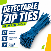 Attaches-câbles détectables par métal 8 pouces 4,8x200mm, attaches-câbles en nylon bleu, robustes, de qualité alimentaire, sans danger pour l'utilisation alimentaire et pharmaceutique