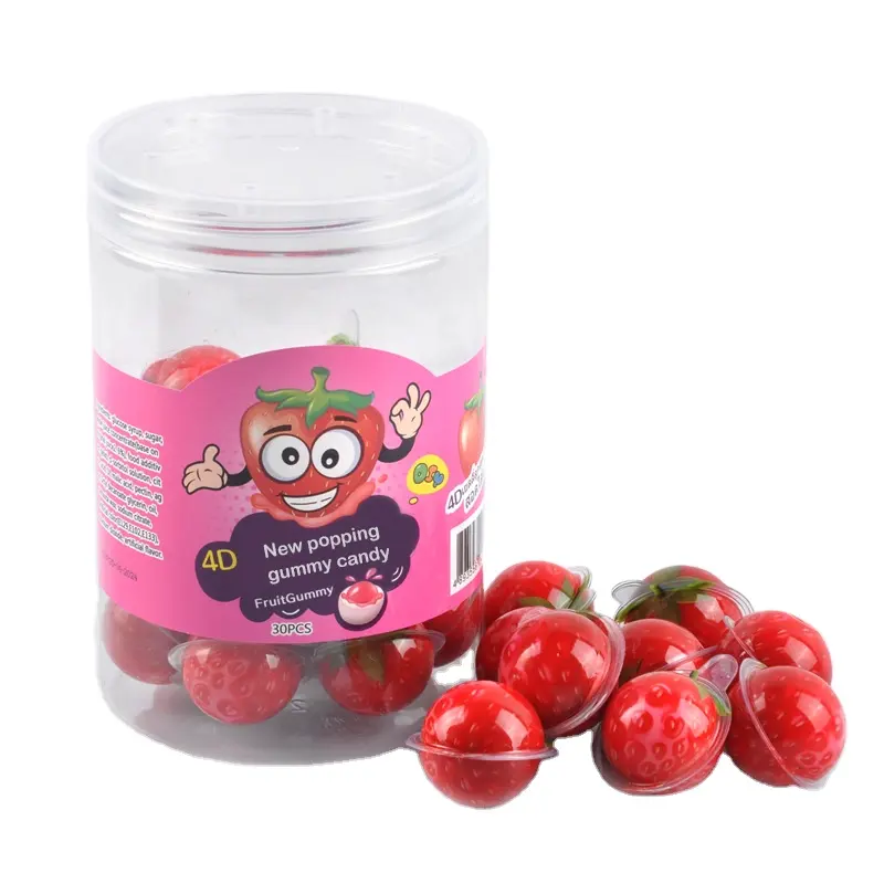 Nuovo 4D Popping Eyeball Candy serie fragola a forma di succo di frutta sapore sandwich caramella gommosa