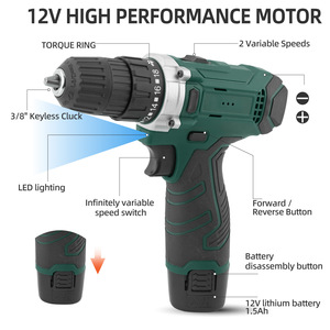 Cordless Electric Drill 12V 50Nm Max <b>Torque</b> Variable Speed With Accessories <b>Set</b> For Household Use - Product Image 2