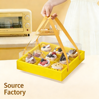 Boîte à gâteau jetable en PET transparent recyclable avec poignée, tailles personnalisables pour nouilles, sushis, chewing-gums et cadeaux de fête