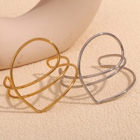 Dreamshow Minimaliste Coeur Bijoux Manchette Bracelet Plaqué Or Bijoux Acier Inoxydable Bracelets de Mode Bangles