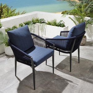 Modern Aluminum Patio Dining <b>Chair</b> with Rope <b>Stackable</b> Portable for Garden <b>Outdoor</b> Villa Workshop Courtyard Restaurant Use - Product Image 1