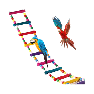 Durable Eco-friendly 74x10cm <b>Wood</b> Bird Toys Parrot Ladder Swing Training <b>Rainbow</b> Bridge for Grey African Parakeets Indoor - Product Image 1