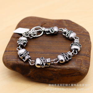 Bracelet crâne yunnique en acier titane, bijoux de style punk unisexe pour hommes et femmes - Product Image 5