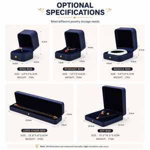 <span class=keywords><strong>Boîte</strong></span> <span class=keywords><strong>à</strong></span> bijoux de luxe en cuir PU bleu marine, avec logo personnalisé, doublure en velours, pour <span class=keywords><strong>alliance</strong></span>, collier, pendentif - Product Image 6