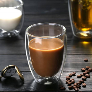 Modern Design Glass Cup Office Double-Layer Simple and <strong>Beautiful</strong> Transparent Insulated Milk Cup Egg-Shaped Glass <strong>Mugs</strong> - Product Image 4