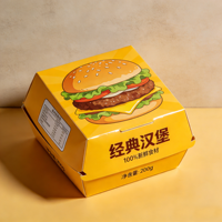 Emballage personnalisé en gros pour frites colorées style fast-food et boîtes à hamburgers à emporter