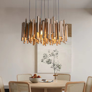 Candelabro de techo LED de madera Retro para comedor, sala de estar, granja, mesa de cocina, luz colgante LED de madera maciza - Product Image 5